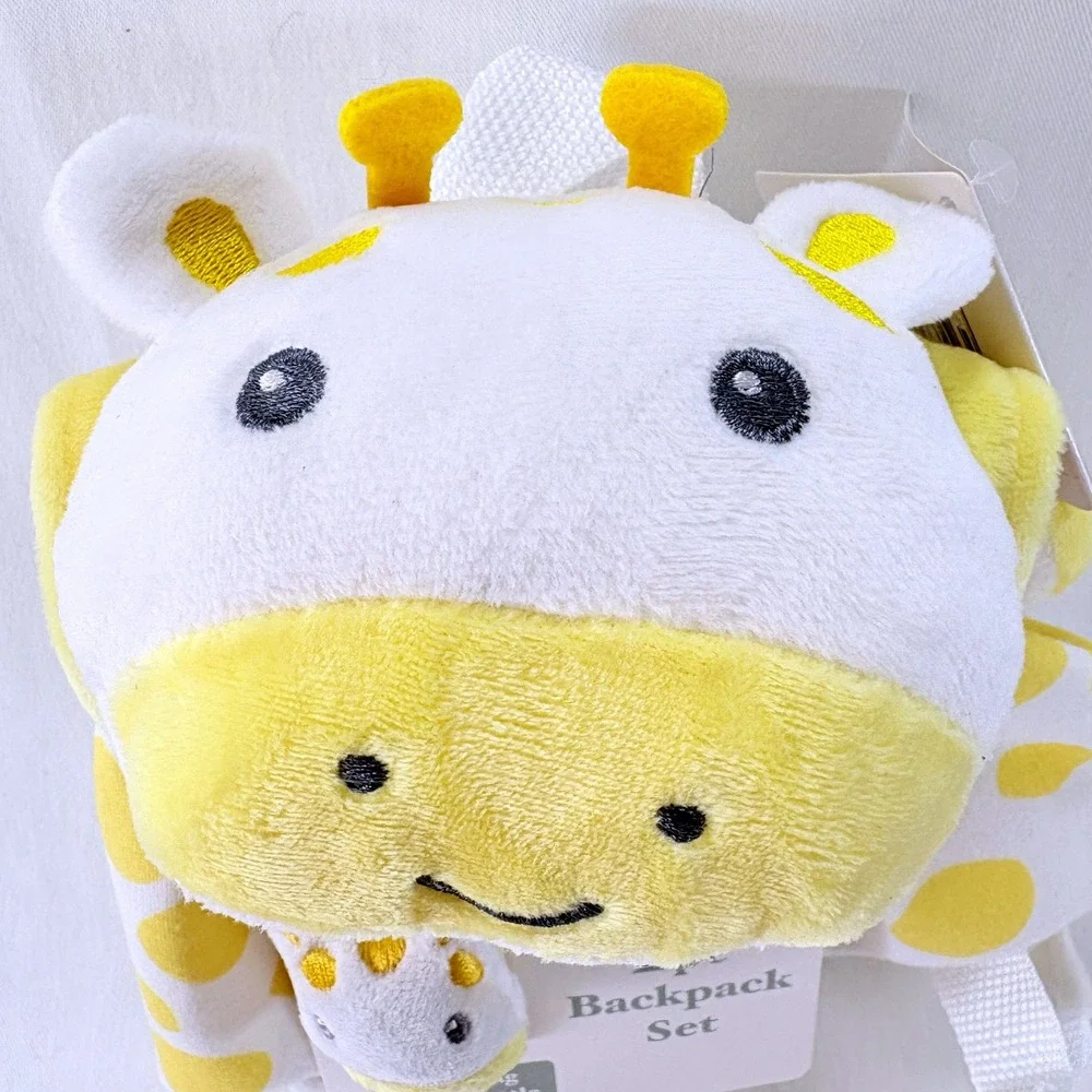 Little Me Giraffe Infant Toddler Plush Backpack Set 2pc with Wrist Rattle NWT